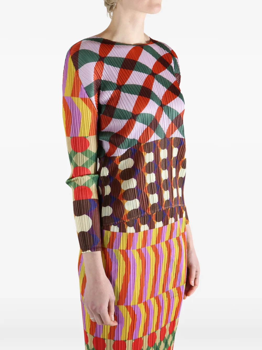  Pleats Please Issey Miyake Printed Pleated Top - Purple 