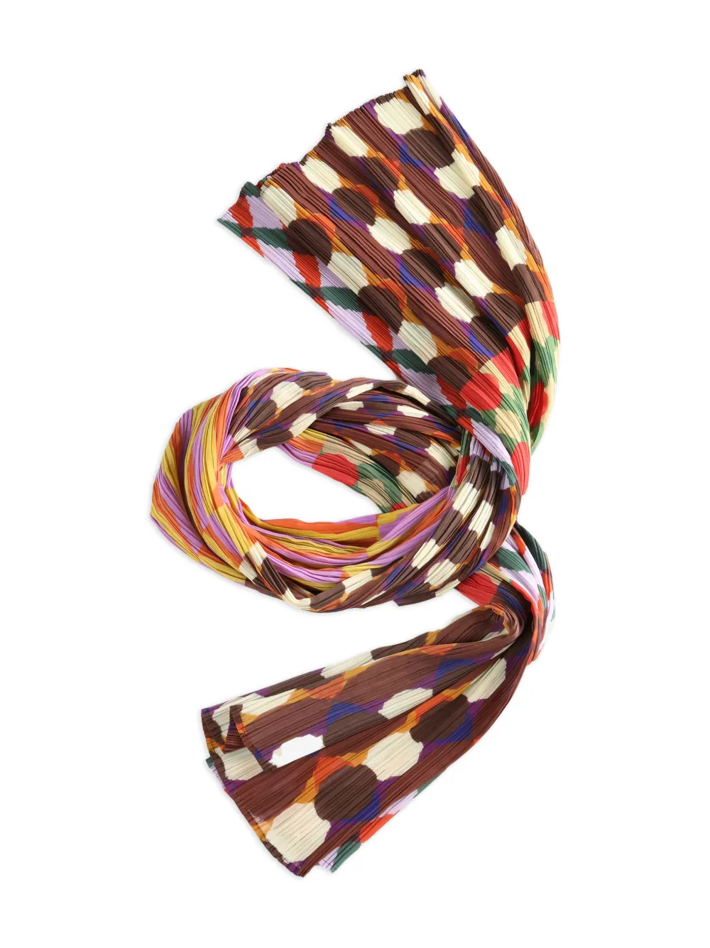  Pleats Please Issey Miyake Pleated Scarf Top - Brown 