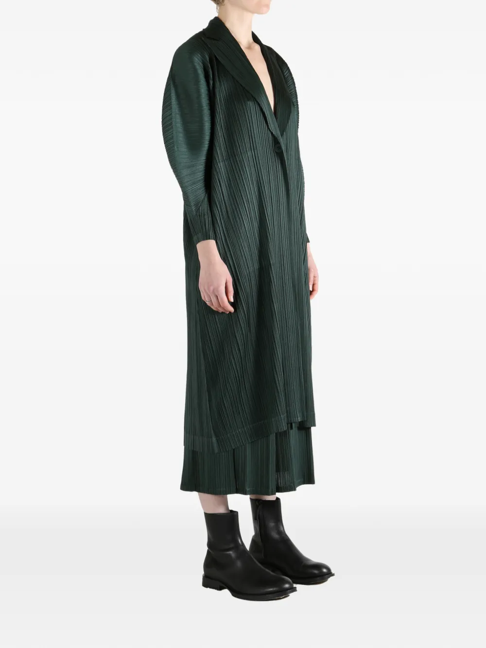  Pleats Please Issey Miyake Pleated Coat - Green 