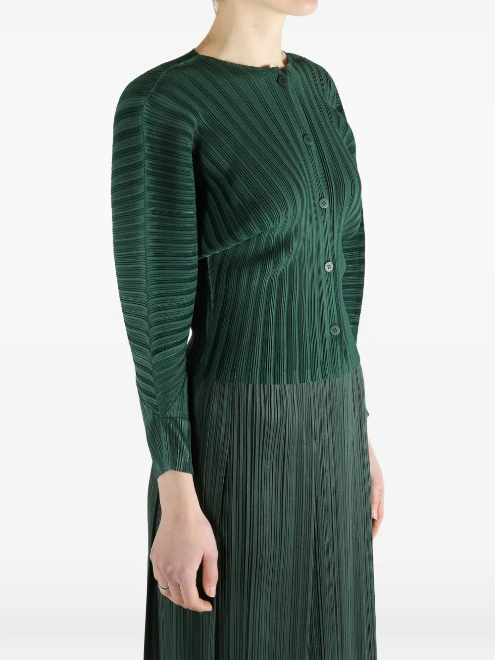  Pleats Please Issey Miyake Pleated Button-up Shirt - Green 