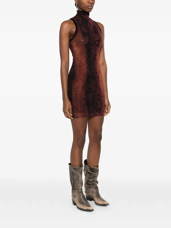 Jean Paul Gaultier Snake-pattern Mini Dress - Brown