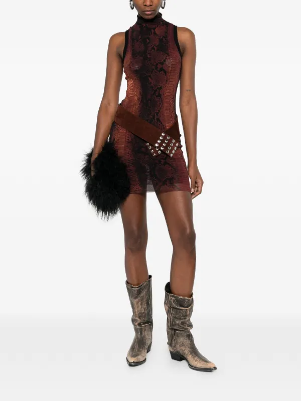 Jean Paul Gaultier Snake-pattern Mini Dress - Brown