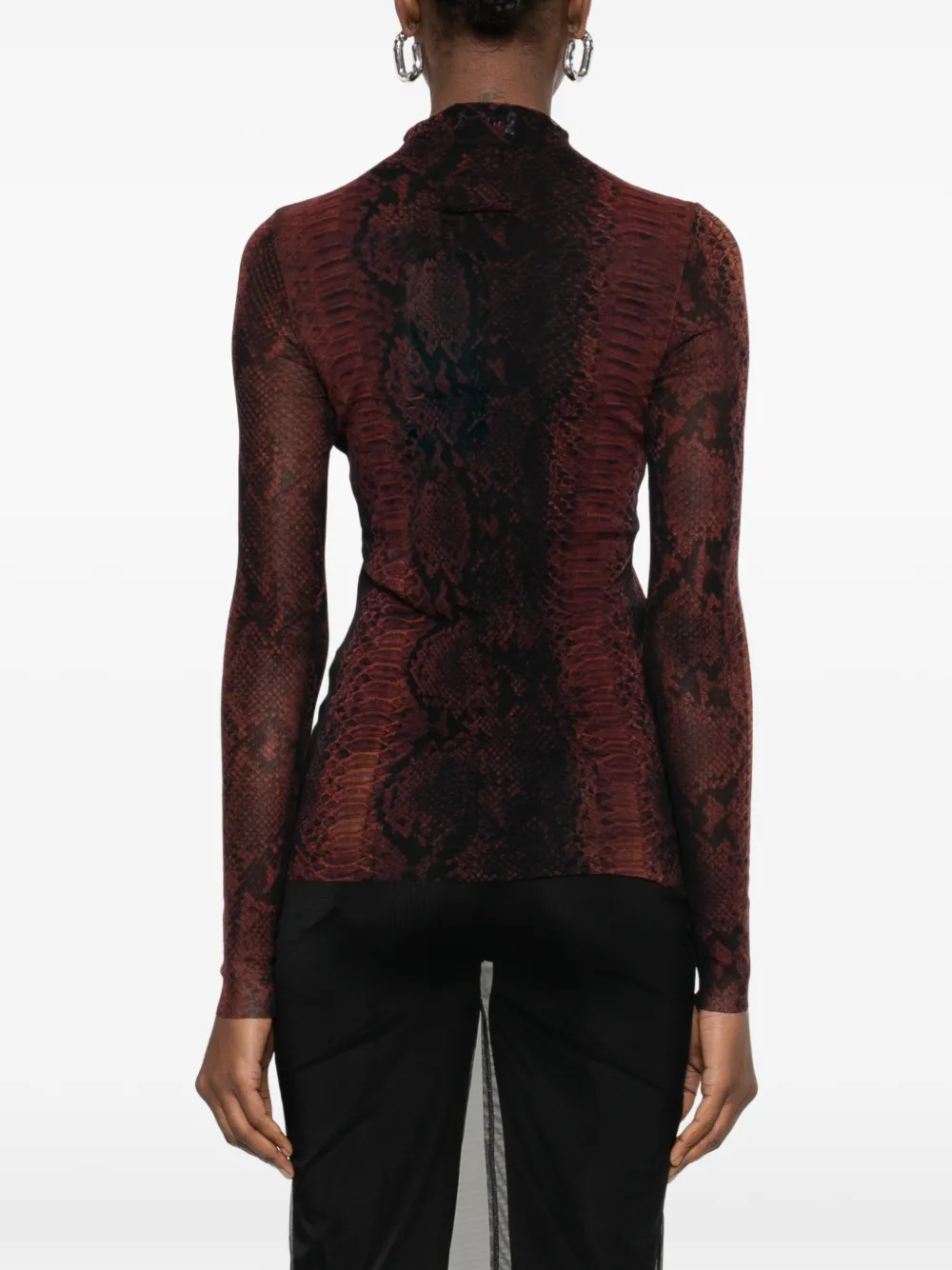 Jean Paul Gaultier T-shirt met hoge hals en slangenprint Bruin