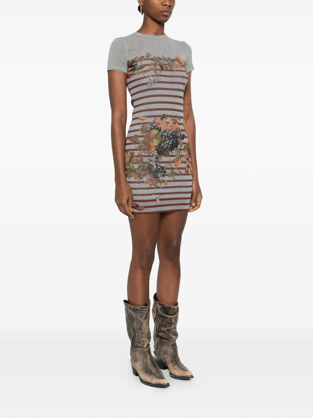 Jean Paul Gaultier Mini-jurk met bloemenprint Grijs