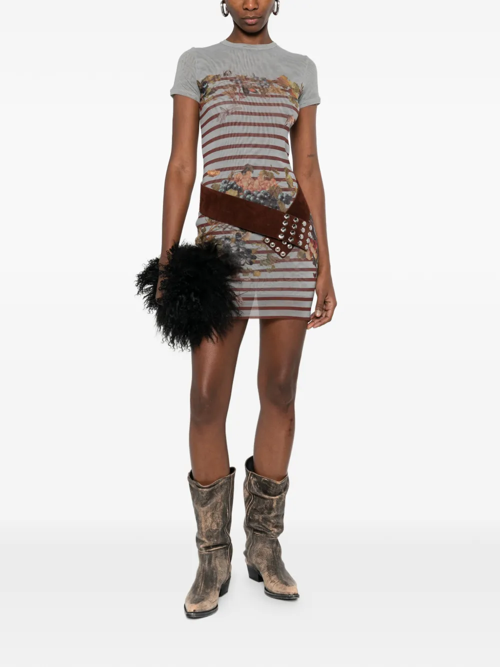 Jean Paul Gaultier Mini-jurk met bloemenprint Grijs