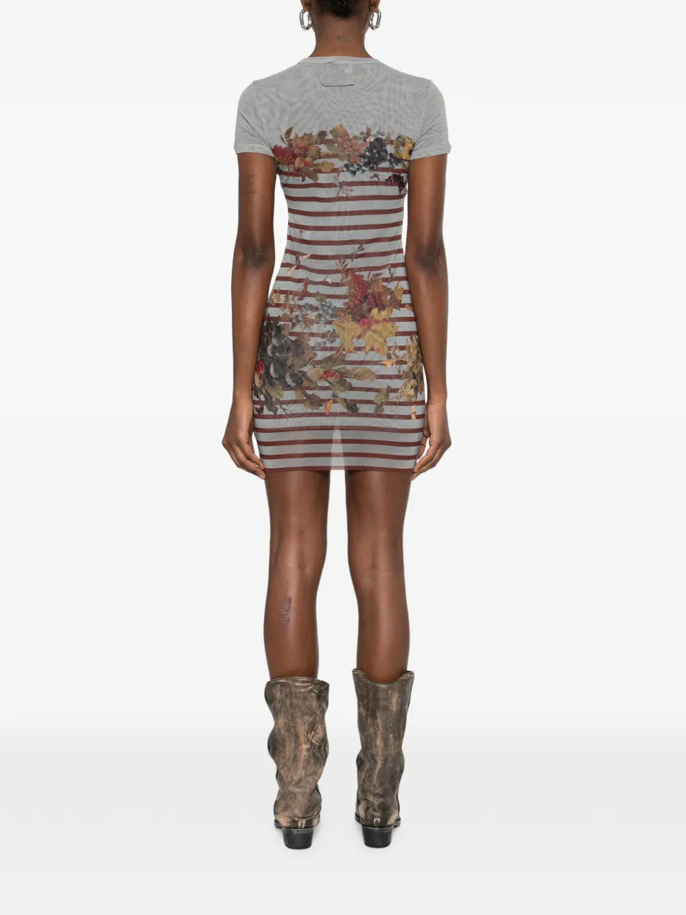 Jean Paul Gaultier Mini-jurk met bloemenprint Grijs
