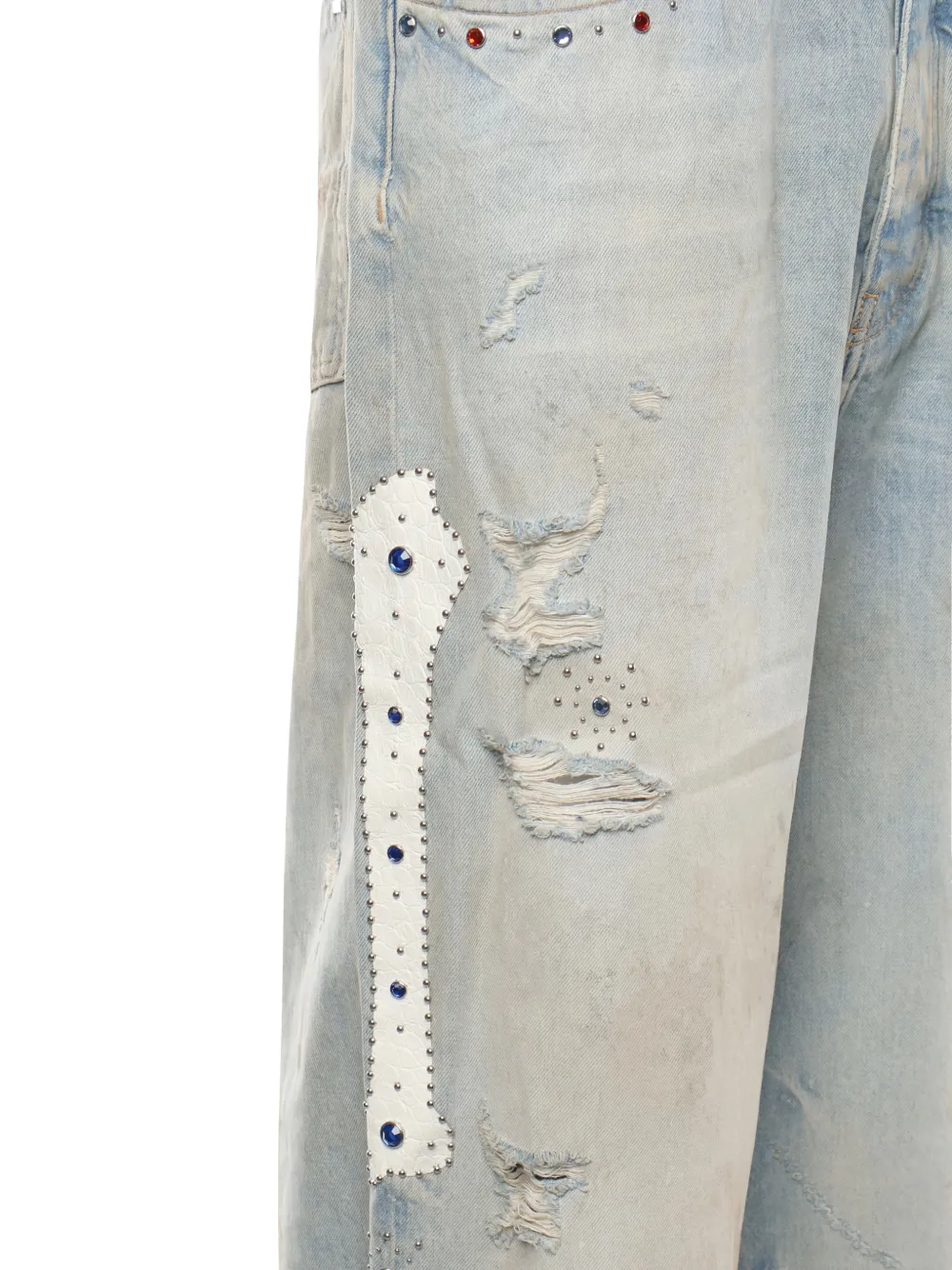  Amiri Distressed Embellished Jeans - Blue 
