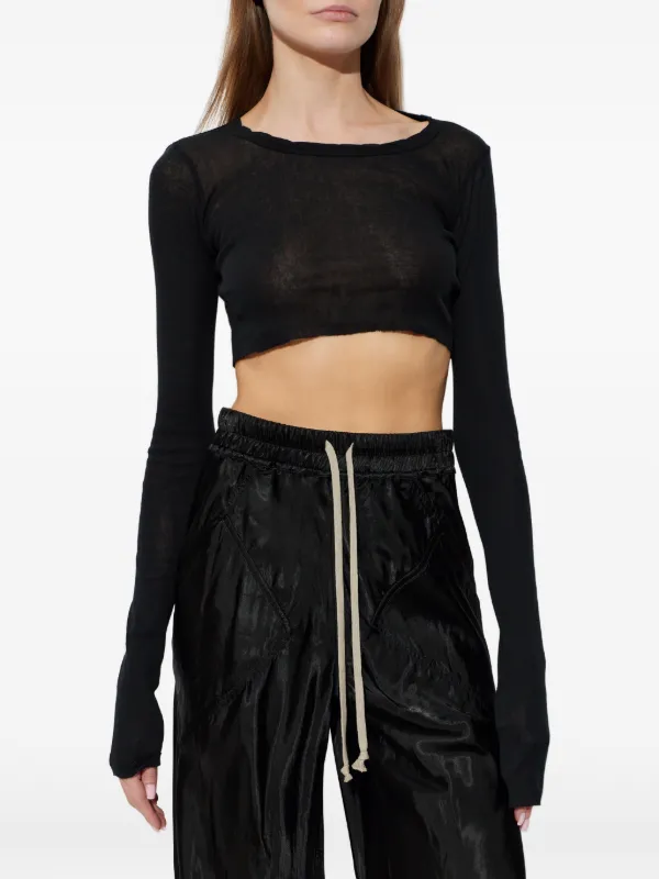 Rick Owens long-sleeve Crop Top | Black | FARFETCH