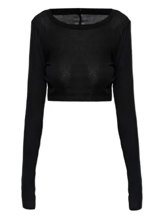 Rick Owens ロングスリーブ クロップド トップ | ブラック | FARFETCH JP