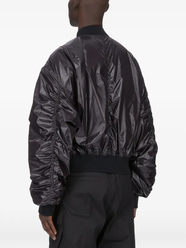 Rick Owens Temple Secchia Flight Jacket In Shiny Nylon | Black