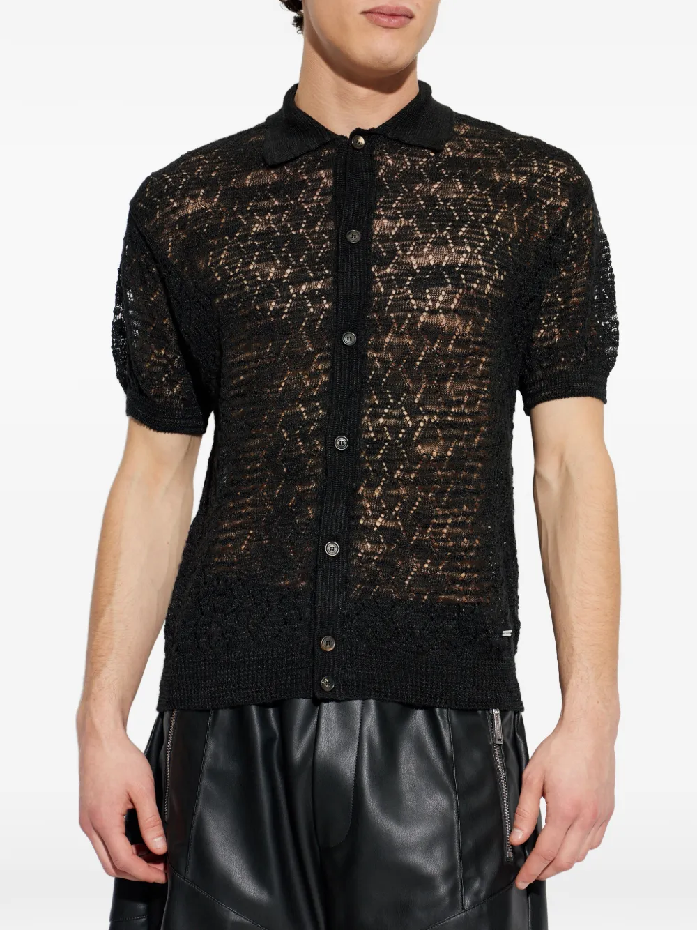  Dsquared2 Button-up Open-knit Shirt - Black 