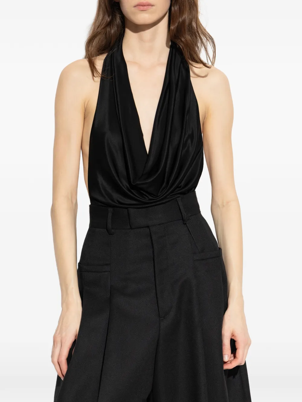  Dsquared2 Halterneck Draped Bodysuit - Black 