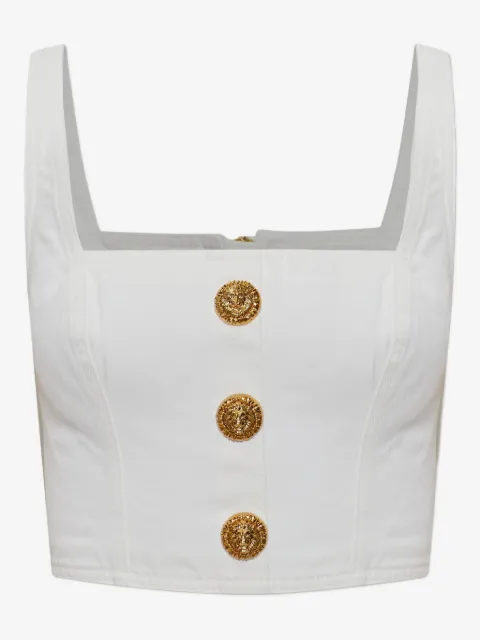 Balmain button square-neck top
