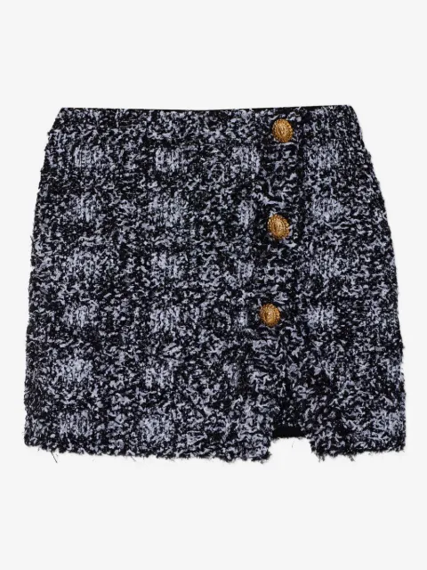 Balmain falda corta deshilachada con botones