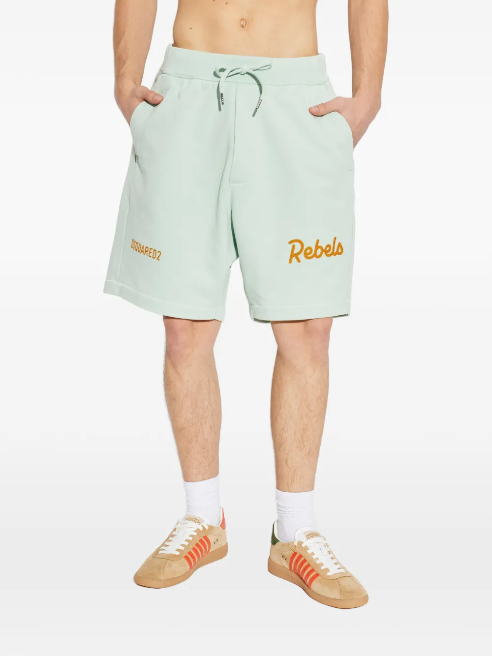 DSQUARED2 Trainingsshorts met logodetail Groen