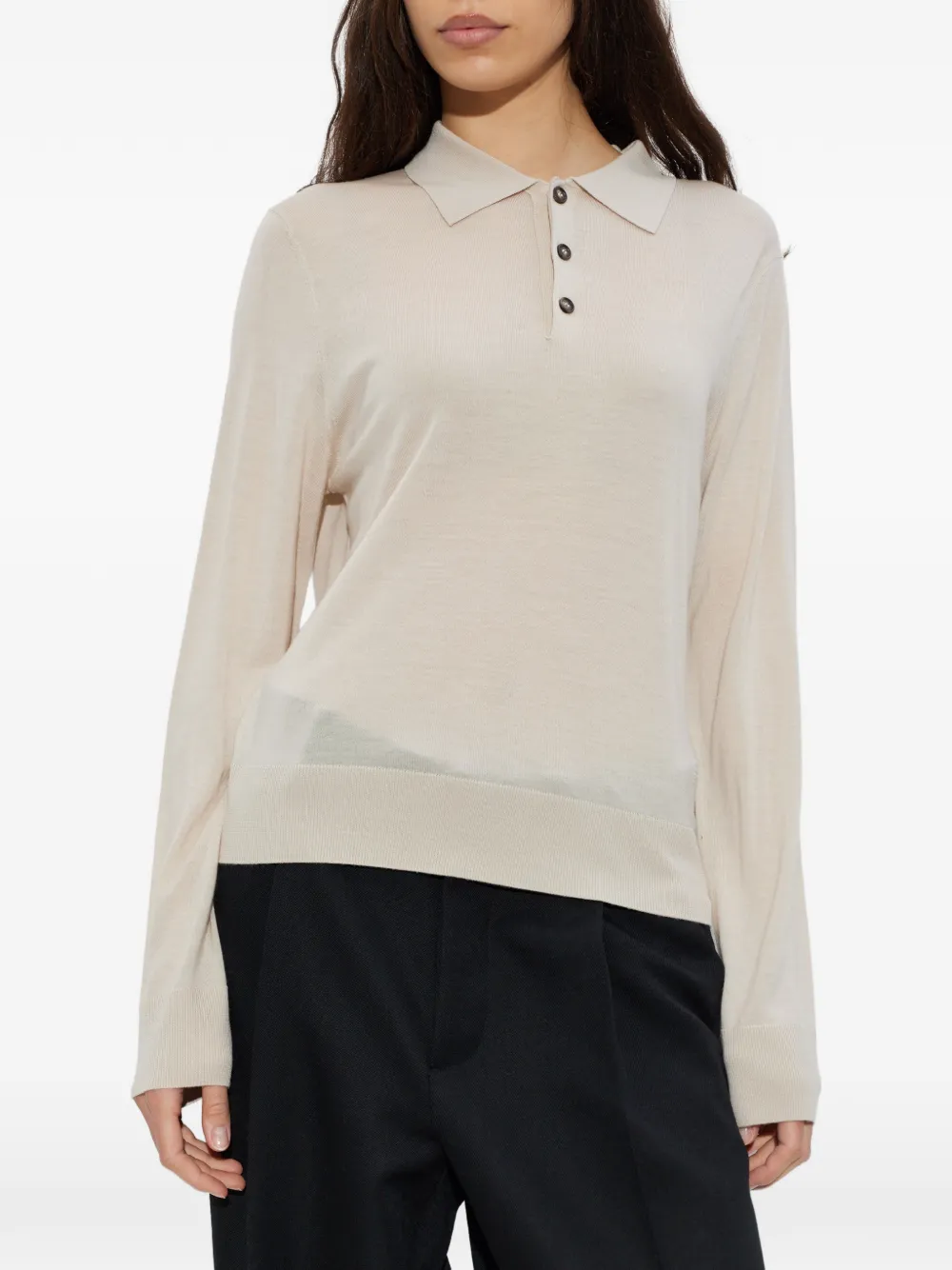  Dsquared2 Buttoned Polo Top - Neutrals 