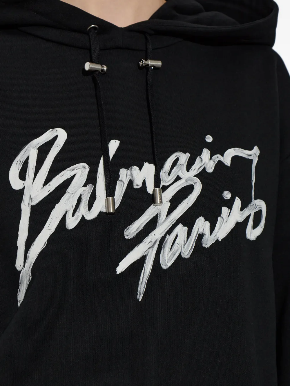 Balmain Hoodie met tekst print Zwart