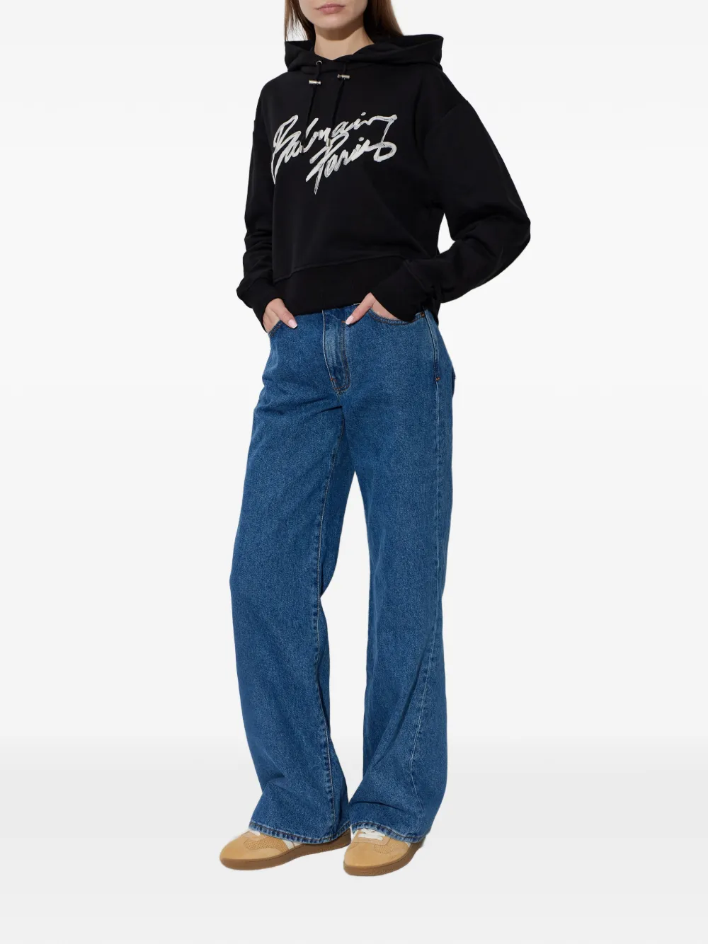 Balmain Hoodie met tekst print - Zwart