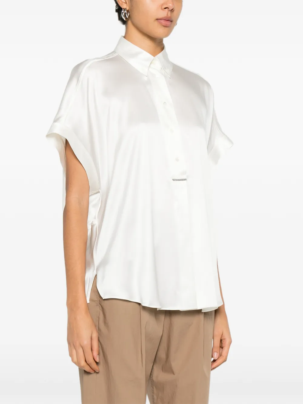 Brunello Cucinelli blouse met korte mouwen Wit
