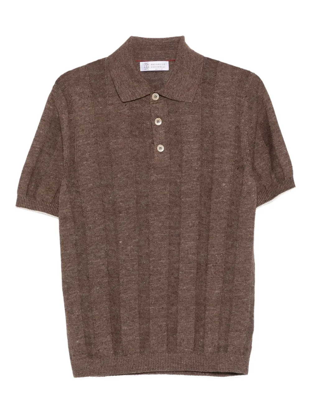 Brunello Cucinelli ribbed polo shirt - Marrone