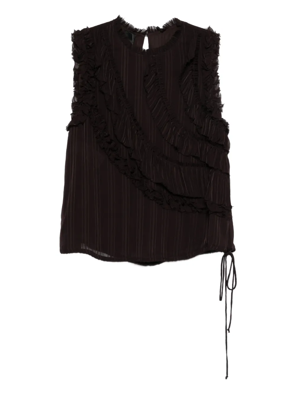 PINKO ruffled sleeveless top - Marrone