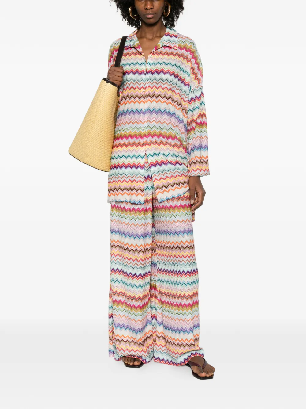 Missoni zigzag palazzo pants - Beige