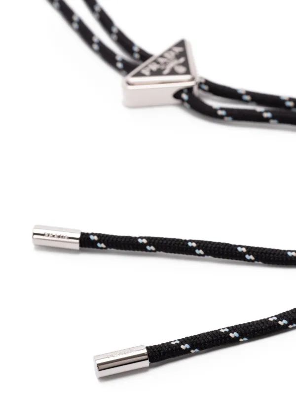 Prada Triangle Logo Rope Tie | Black | FARFETCH NO