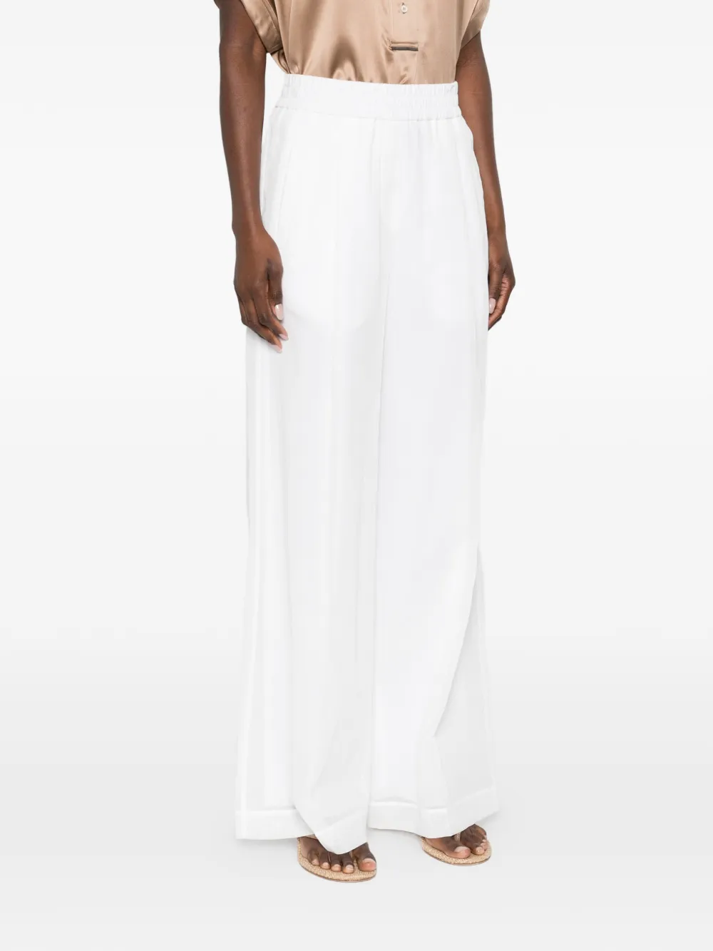 Brunello Cucinelli Broek met elastische tailleband Wit