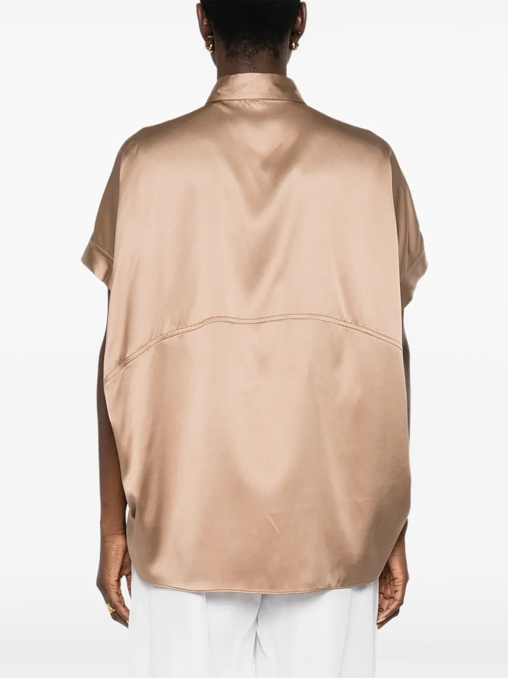Brunello Cucinelli Zijden top met knopen Beige