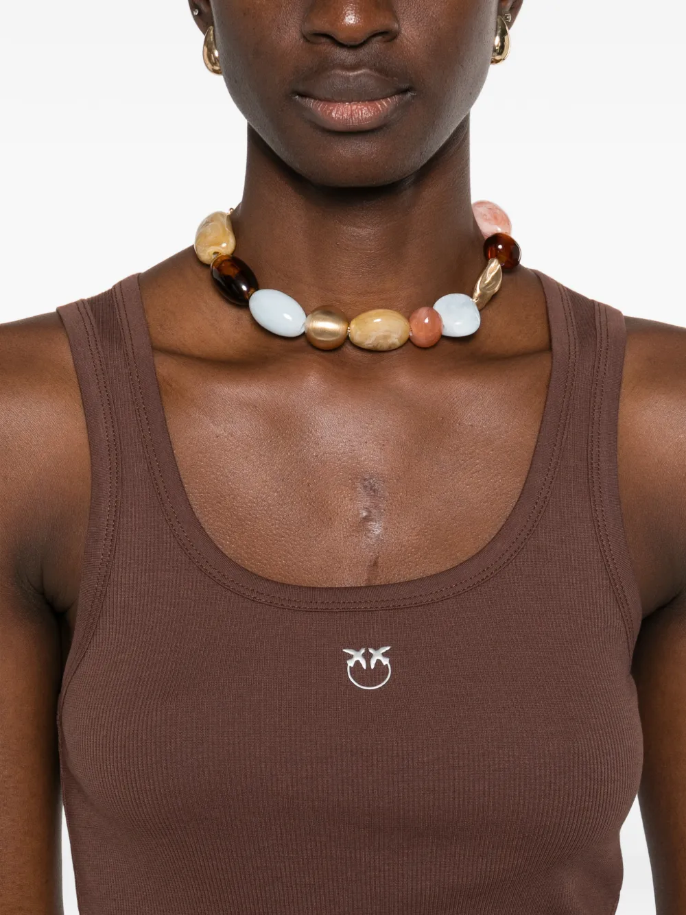PINKO Tanktop met logo Bruin