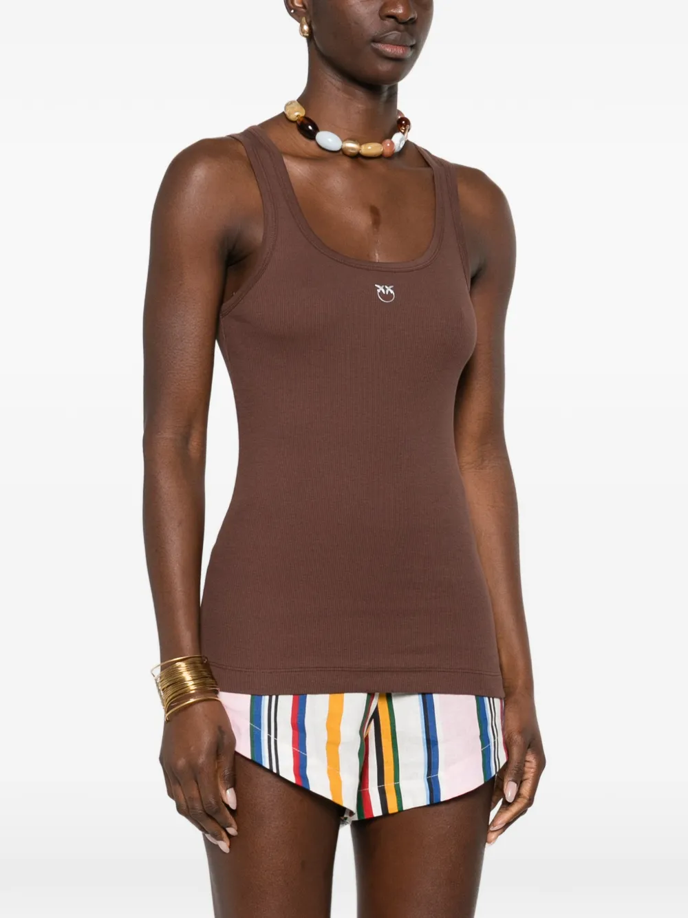  Pinko Logo Tank Top - Brown 