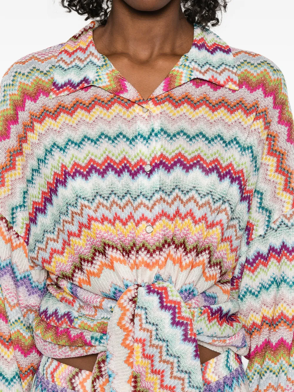 Missoni Blouse met chevron-patroon en ceintuur Wit