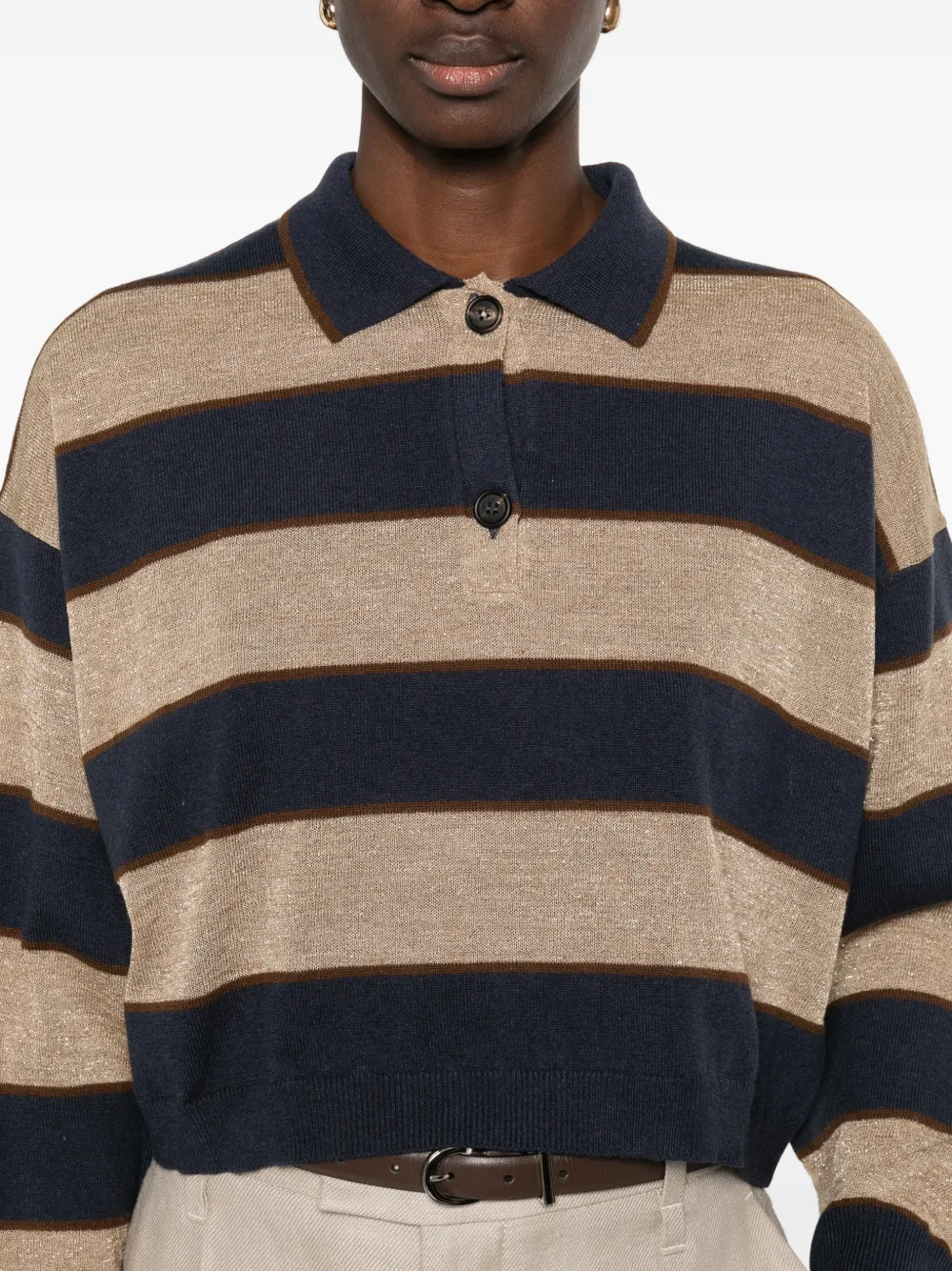 Brunello Cucinelli Polotop met halve knoop Zwart
