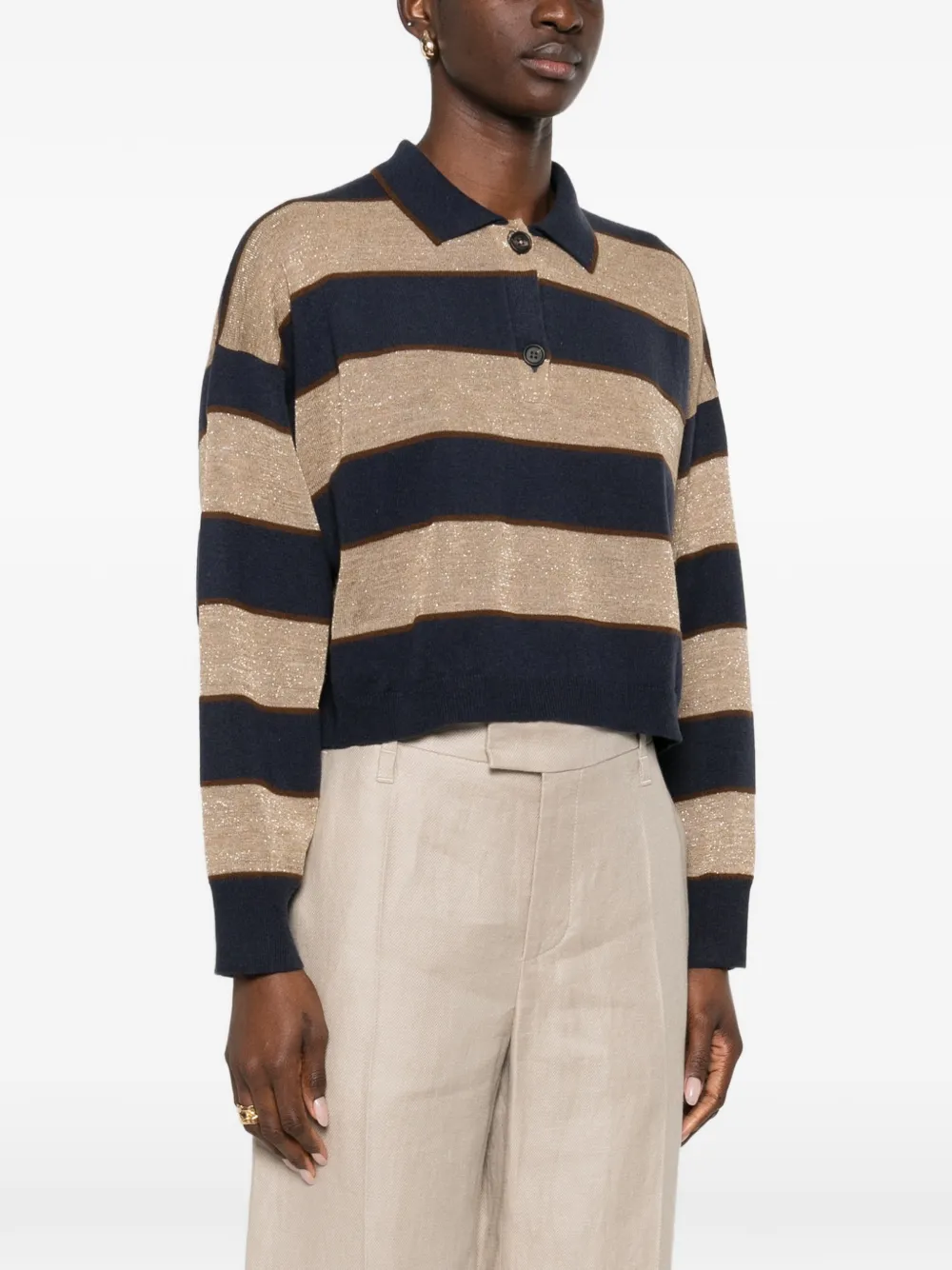 Brunello Cucinelli Polotop met halve knoop Zwart