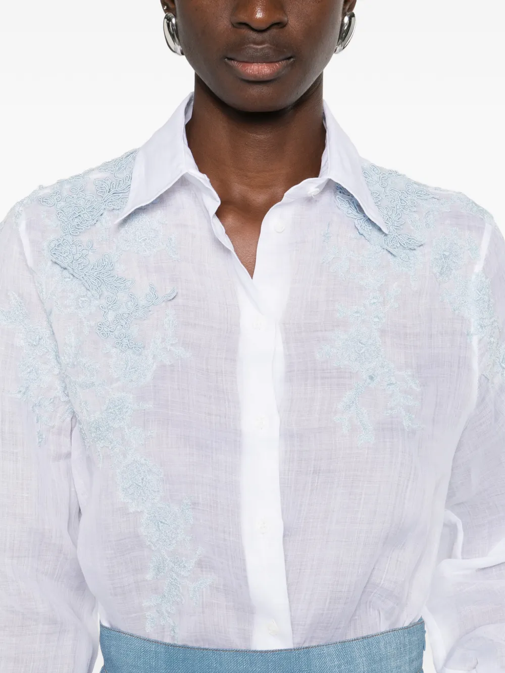 Ermanno Scervino blouse met geborduurde bloemen Wit
