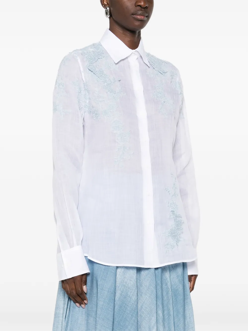 Ermanno Scervino blouse met geborduurde bloemen Wit