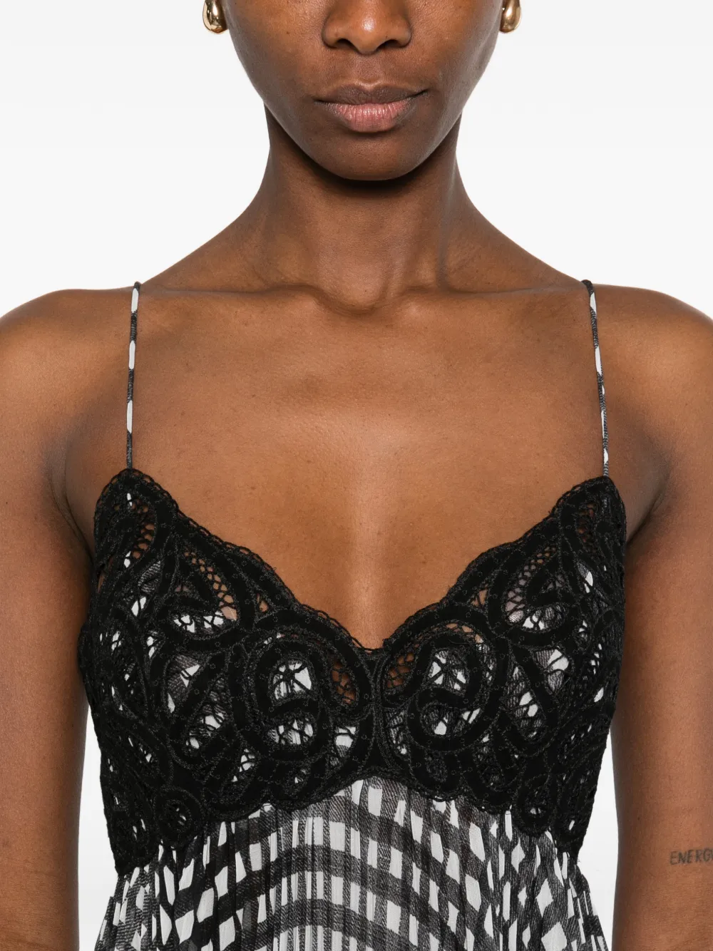 Ermanno Scervino Midi-jurk met kant Zwart