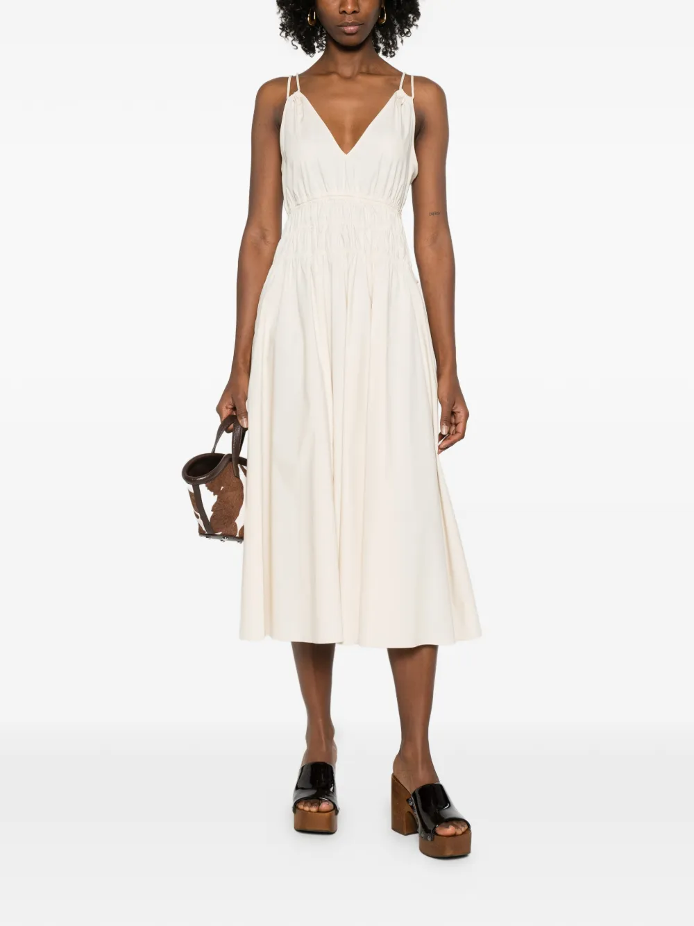 PINKO Amie gathered midi dress - Beige