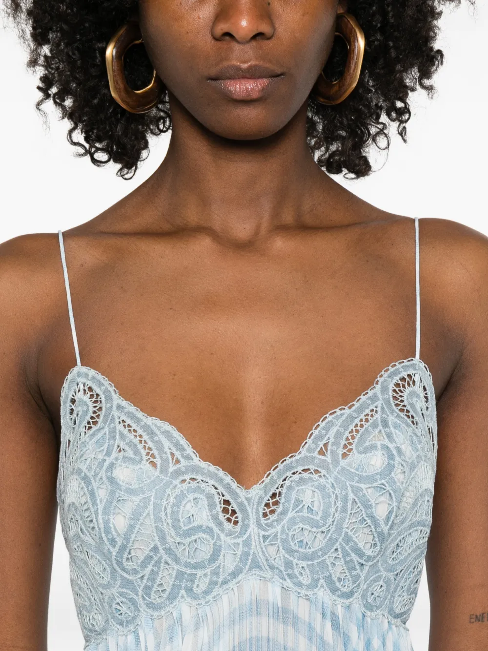 Lace Pleated Midi Dress