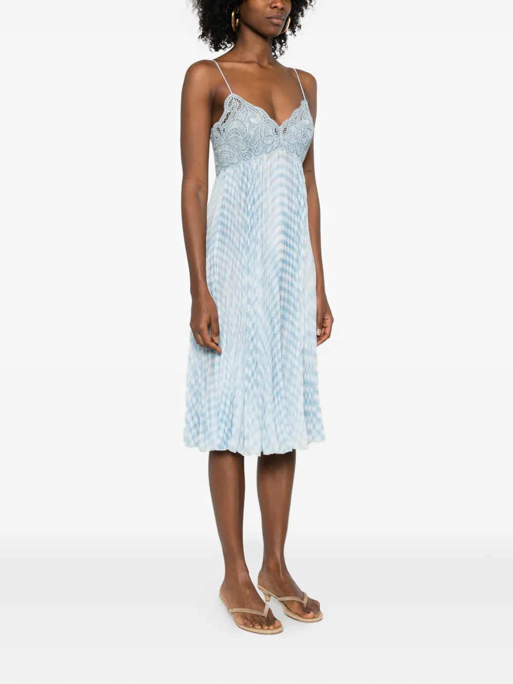 Lace Pleated Midi Dress