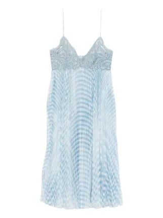 Ermanno Scervino Lace Pleated Midi Dress | Blue