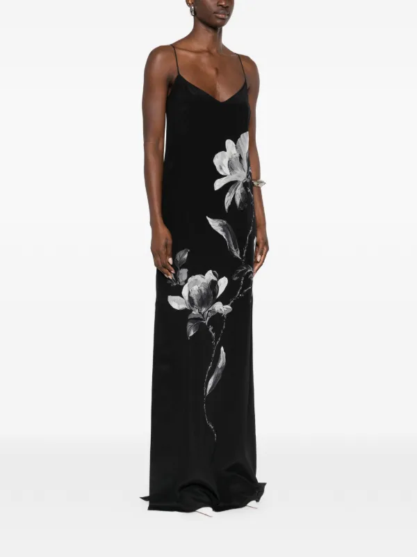 tory burch embroidered satin slip dress *Floral Embroidered Long Sleeve Mini Dress WH main image 0