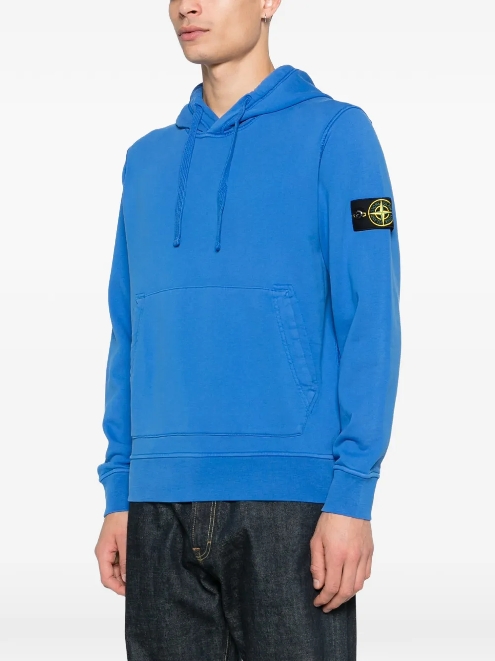  Stone Island Felpa Con Logo E Cappuccio - Blu 