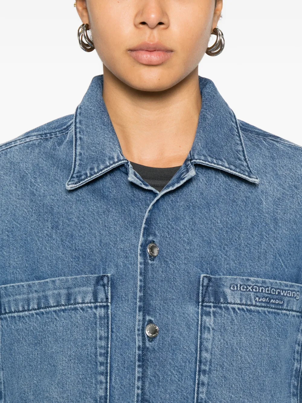 Alexander Wang Cropped spijkerblouse Blauw