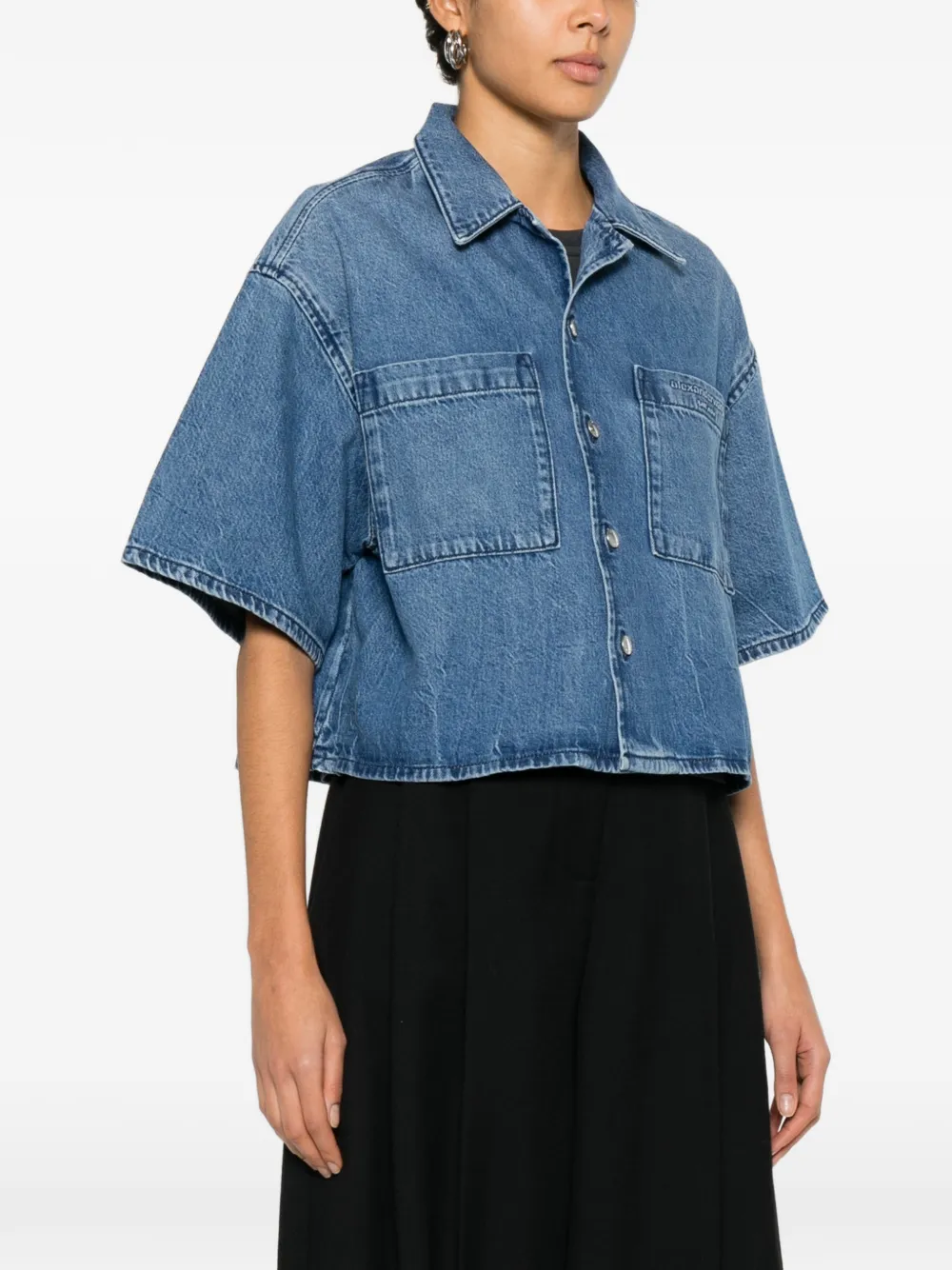  Alexander Wang Cropped Denim Shirt - Blue 