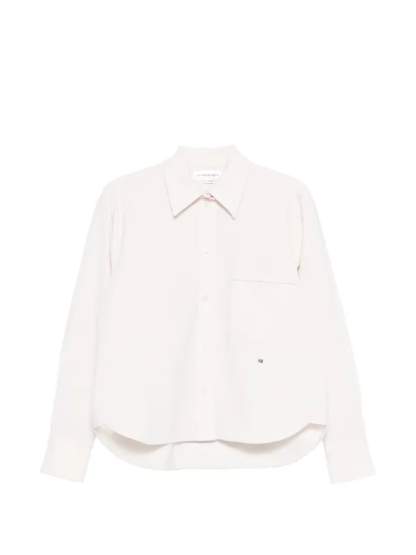 Victoria Beckham Cropped Long-sleeve Shirt in Neutrals