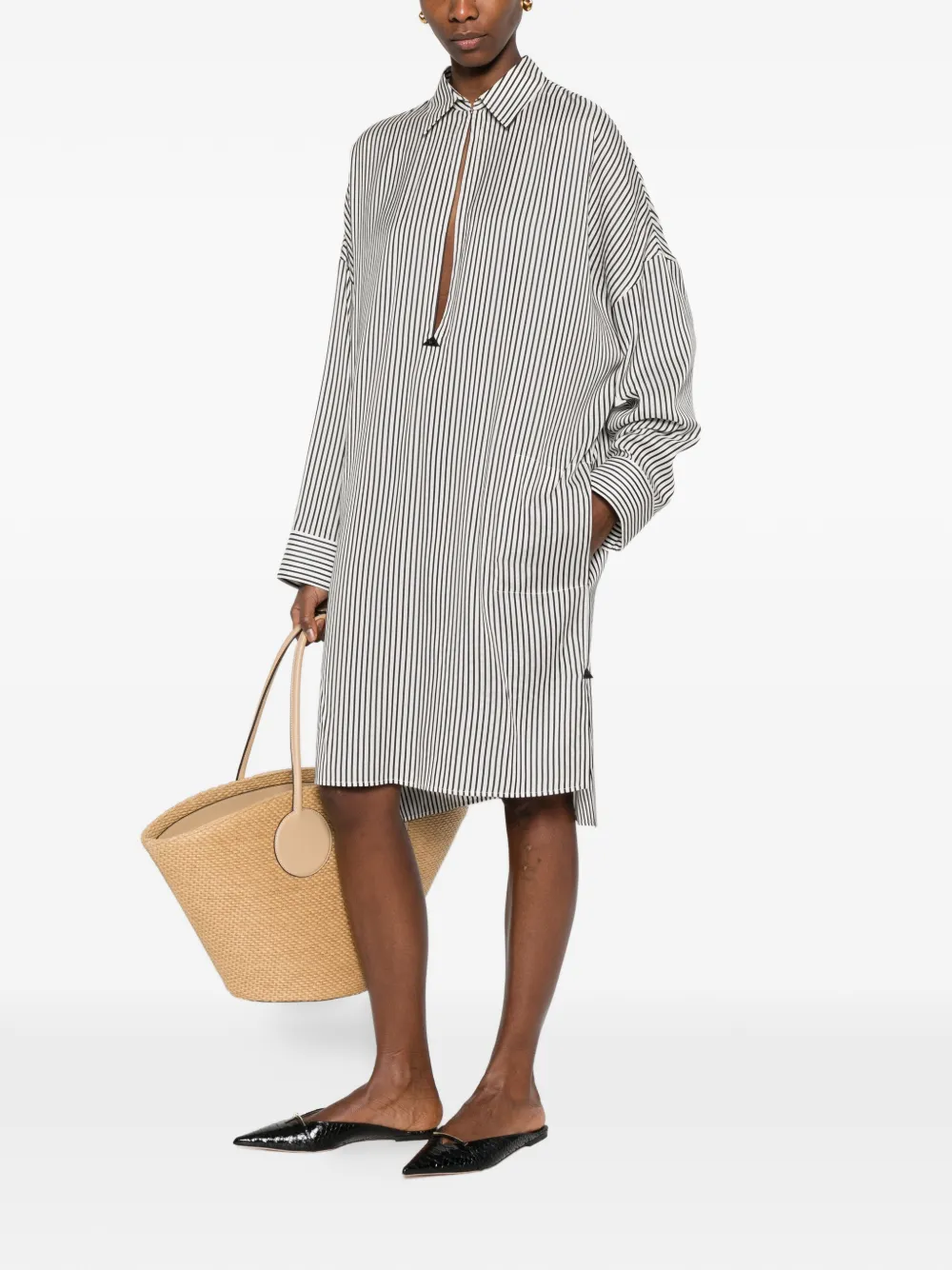 TOM FORD Gestreepte midi-jurk Wit