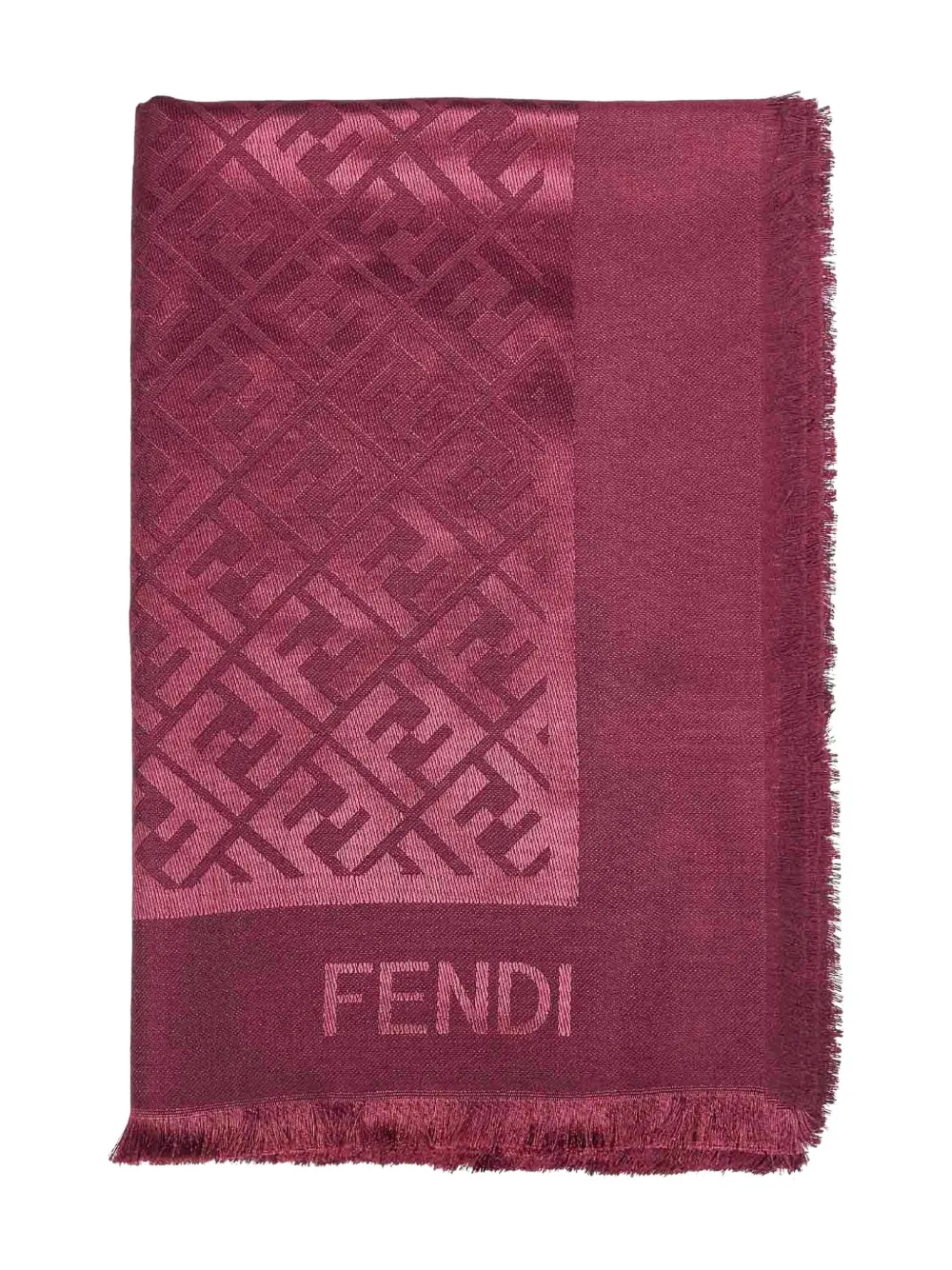 FENDI jacquard fringed scarf - Rosso