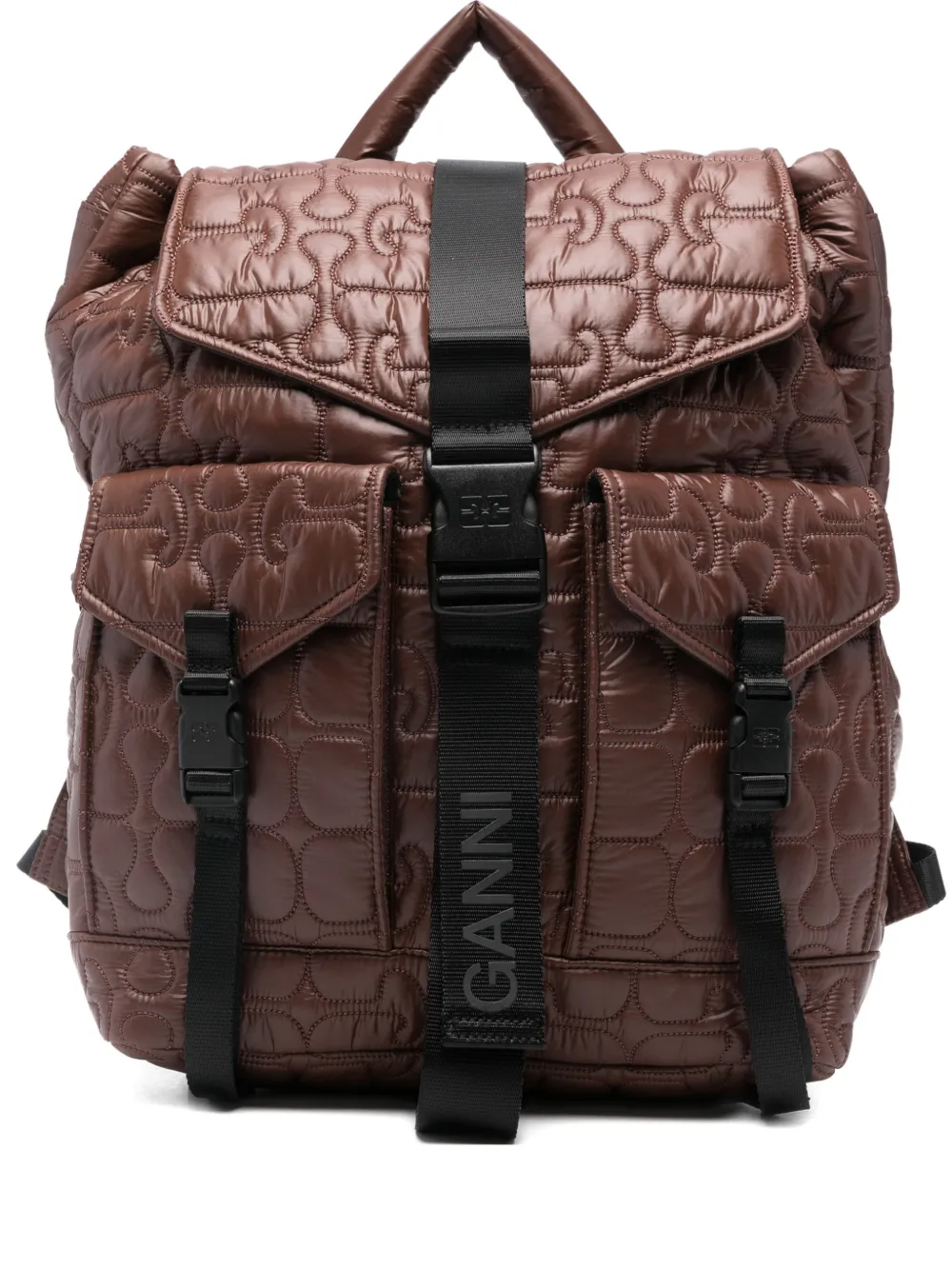 GANNI quilted backpack - Braun
