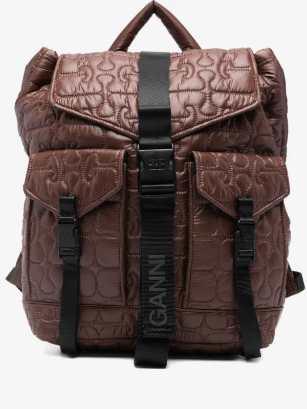 brown quilted leather backpack Tan by Dans le Sac From safeguarding your laptop (up to 15) with a cushioned section Tory Burch Small Kira Diamond